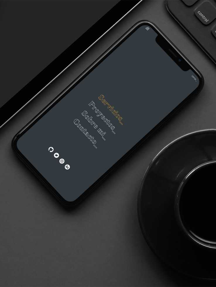 detalle versión móvil del menú de la web de Jonathan Martínez en modo oscuro